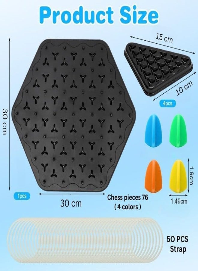 VMZONE Chain Triangle Chess Game Triggle Rubber Band Game for Kids & Adults, Fun Family Board Game, Brain Teaser Puzzle, Interactive Chess Set for 2-4 Players, Multicolour - Image 3